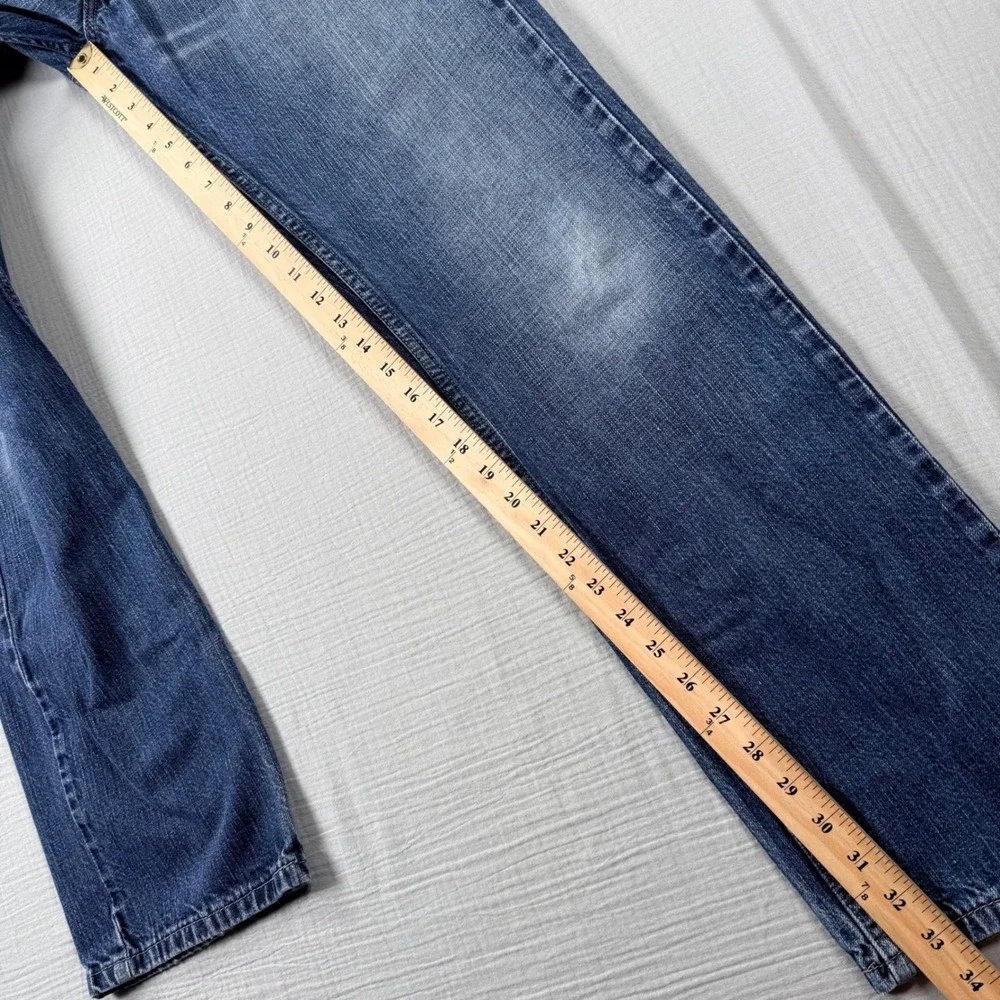 Levi Strauss 514 Mens 32x34 Straight Fit‎ Blue Medium Wash Western Fade Grunge - Picture 5 of 8